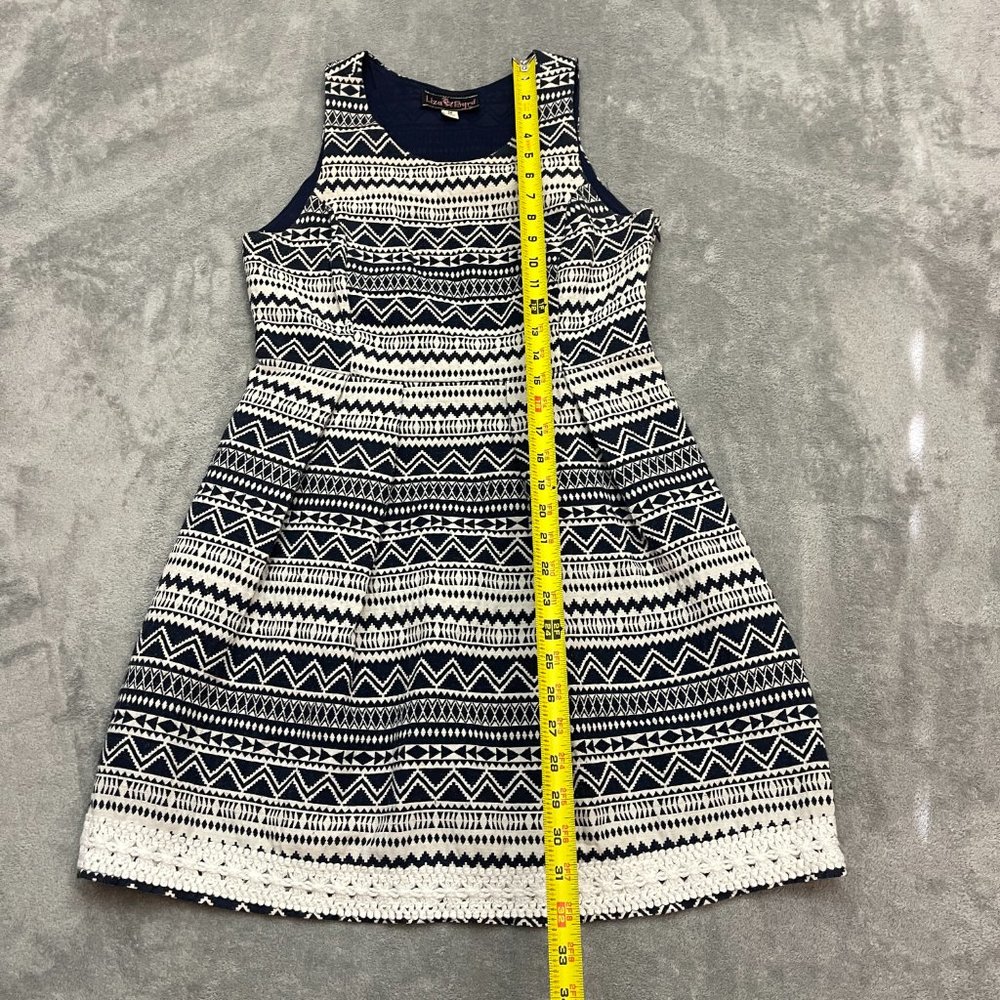 Liza Byrd Women's Cotton Abstract Print Tank Top Dress Navy Blue White Size M - Picture 3 of 10